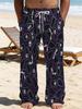 Casual men's printed loose straight trousers vacation beach pants men's European and American breathable