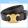 Color Solid Fashionable Gold Buckle Design Women Double Layer Cowhide Belt