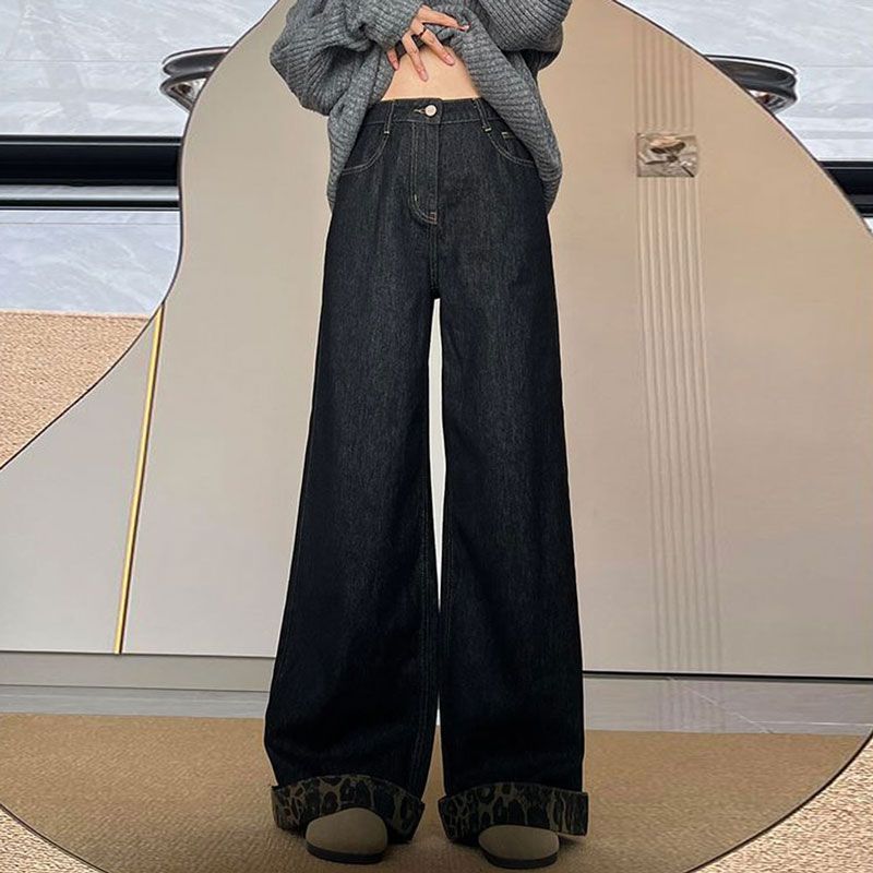 

Модные Удобные Черные Джинсы Клеш Женские Тонкие С Высокой Посадкой Узкие Свободные Драпирующиеся Прямые Брюки Джинсы для Женщин Длинные Джинсовые Брюки XS