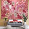 2D Romantic Pink Flower Wall with Large Butterfly Backdrop