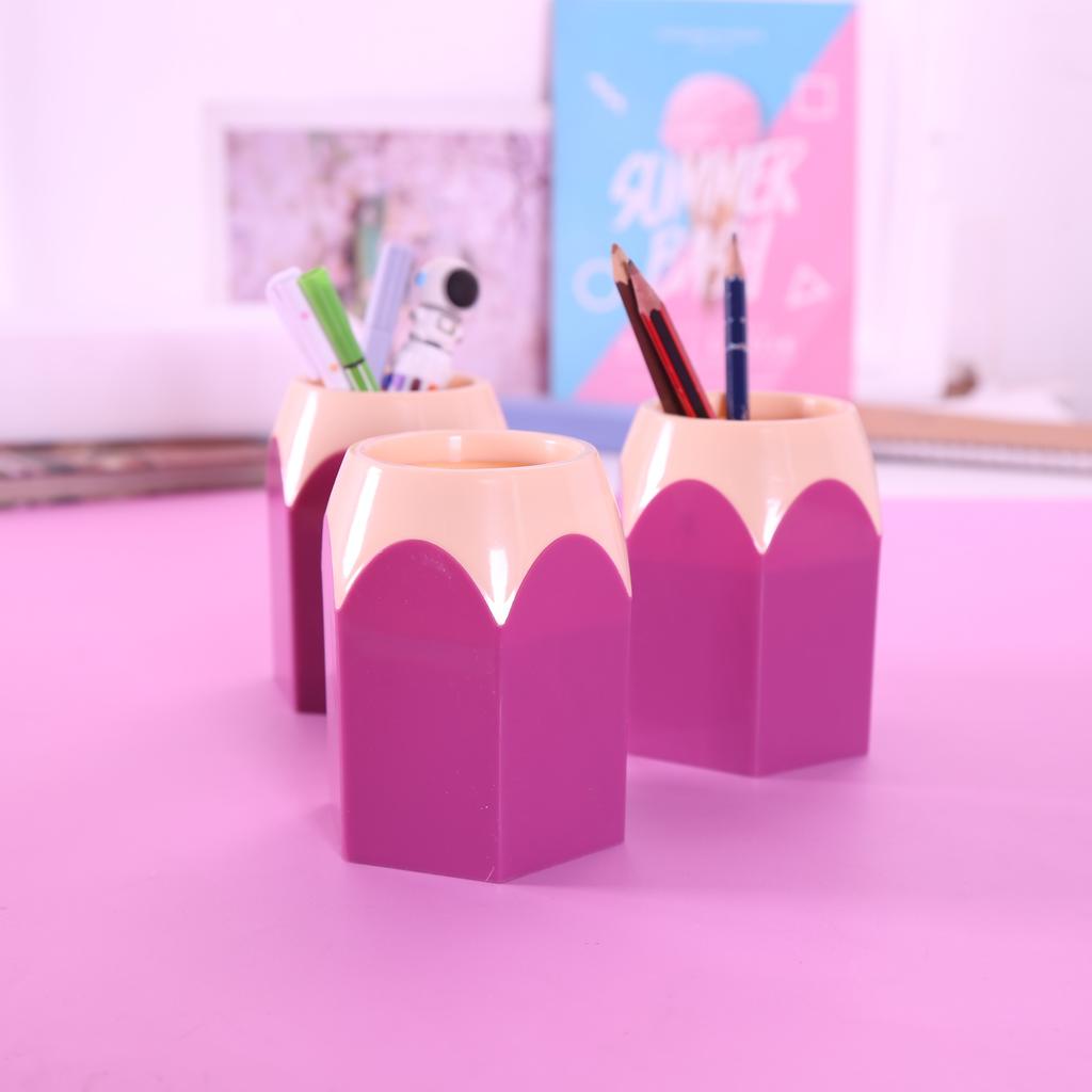 Minimalist Pencil-Shaped Stationery Storage Container for The Back-To-School Season, a Colorful Plastic Pen Holder for Students' Desks, Sold Individua