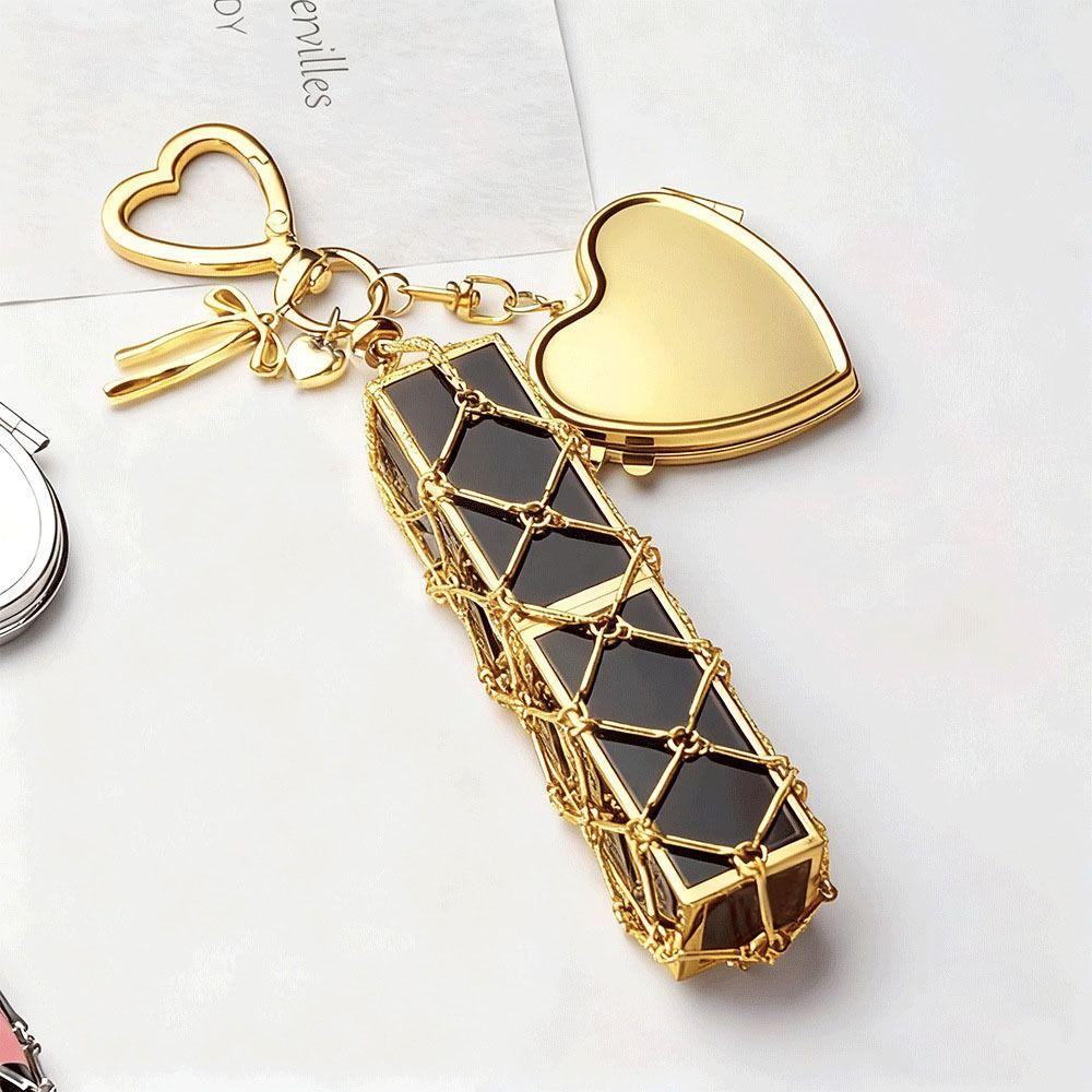 Stainless Steel Metal Net Pocket Lipstick Bag Keychain Interchangeable Lip Balm Keychain
