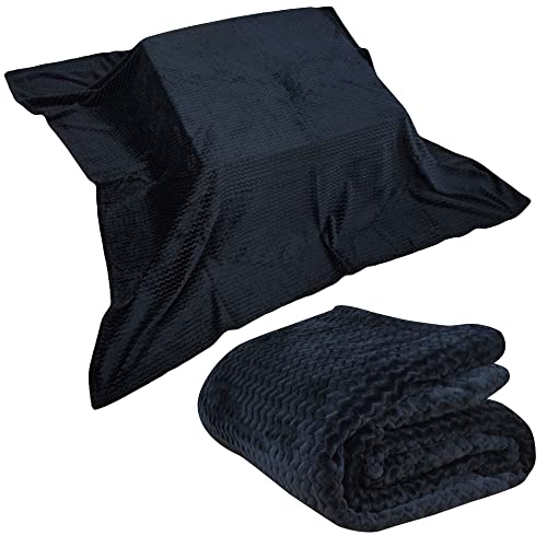 Rivere Kotatsu Blanket, Square, Warm Flannel, Smooth and Comfortable, Perfect as a Kotatsu Cover, Multi-Purpose Cover, or Sofa Cover (Navy, 185x185cm)