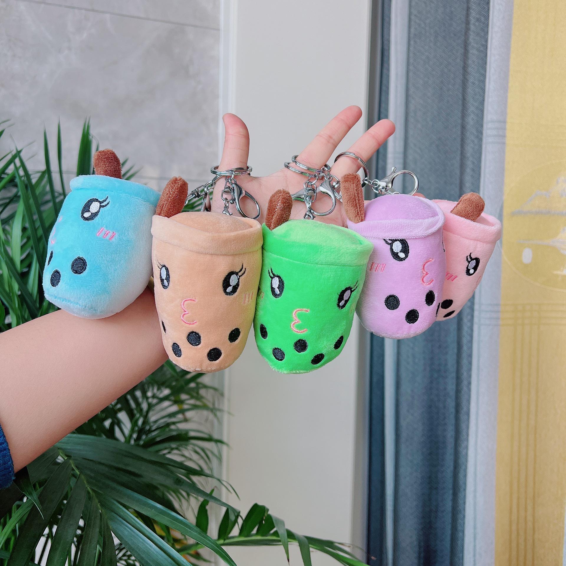 

Douyin Plush Milk Tea Keychain Doll - Bag Charm Accessory. 11 cm Height