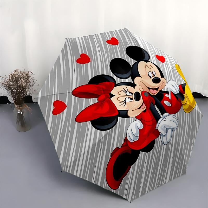 Mickey, Minnie Themed Automatic Opening and Closing Umbrella, Brightly Colored 8-rib Portable Umbrella, Suitable for Men and Women, A Perfect Gift for