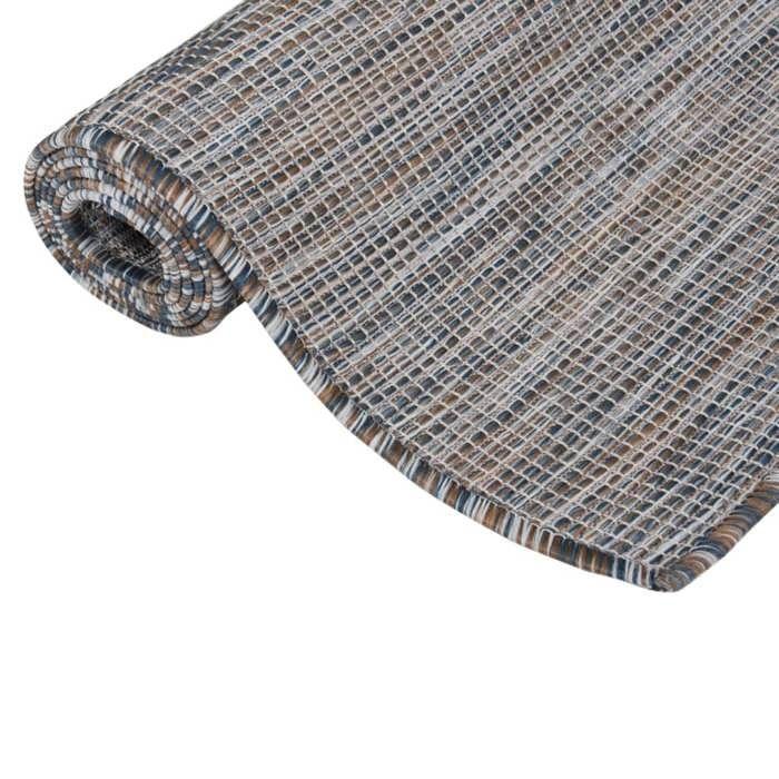 VidaXL Tapis à tissage plat d'extérieur 120x170 cm Marron et bleu 340816