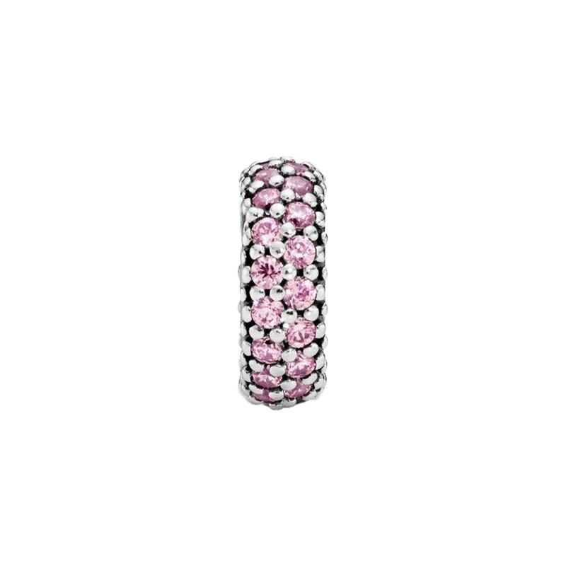 Pandora Pink Sparkling Spacer Beads 925 Silver Synthetic Cubic Zirconia Necklace/Pendant Women's 791359PCZ