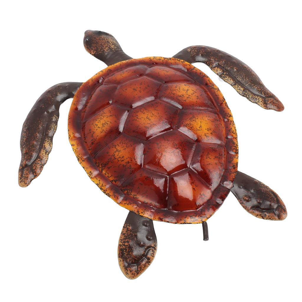Turtle Wall Decor Vivid Lifelike Rust Proof Metal Sea Animal Statue Decoration for Party Patio Home Aquarium Red