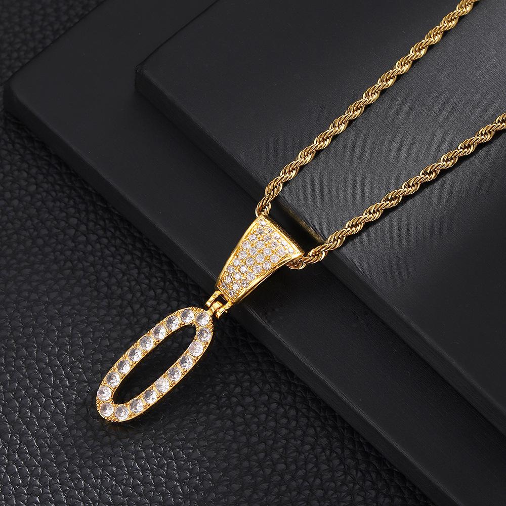 26 English Women'S Letter Pendants Necklace Twist Chain Zircon Letter Pendants Jewelry