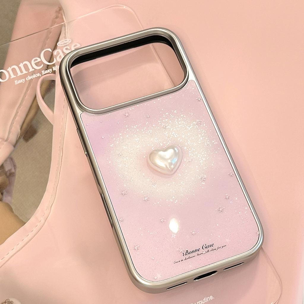 Pink smudge love is suitable for Apple 17promax mobile phone case iphone16 electroplating 15 hard 13 Korean glitter