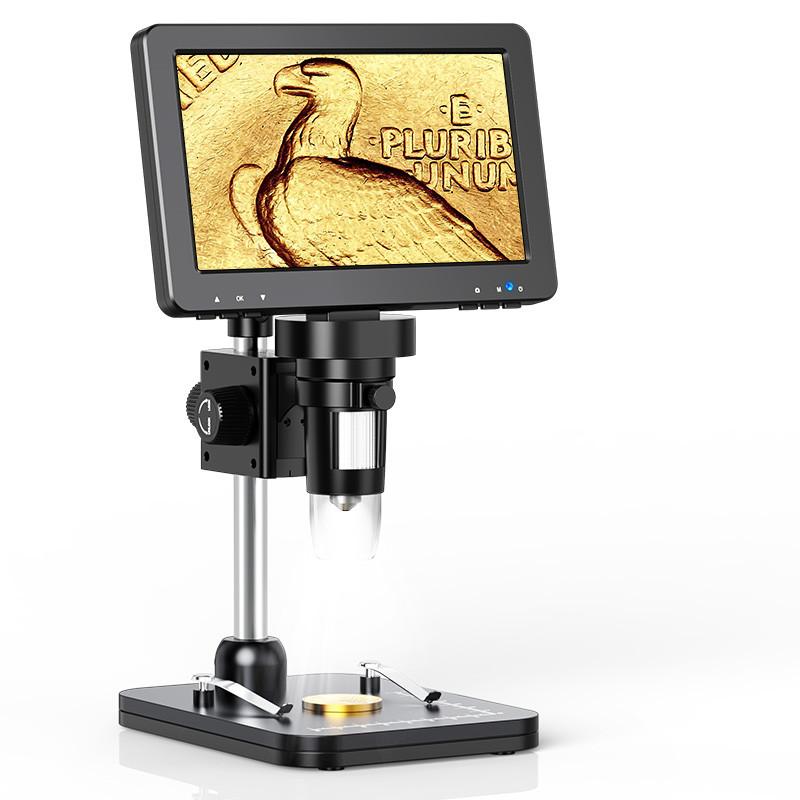 

7-дюймовый ЖК-цифровой микроскоп 1200X монетный микроскоп для взрослых, видеомикроскоп 1080P с экраном, совместимый с Windows/Mac OS(DM9) 1200X