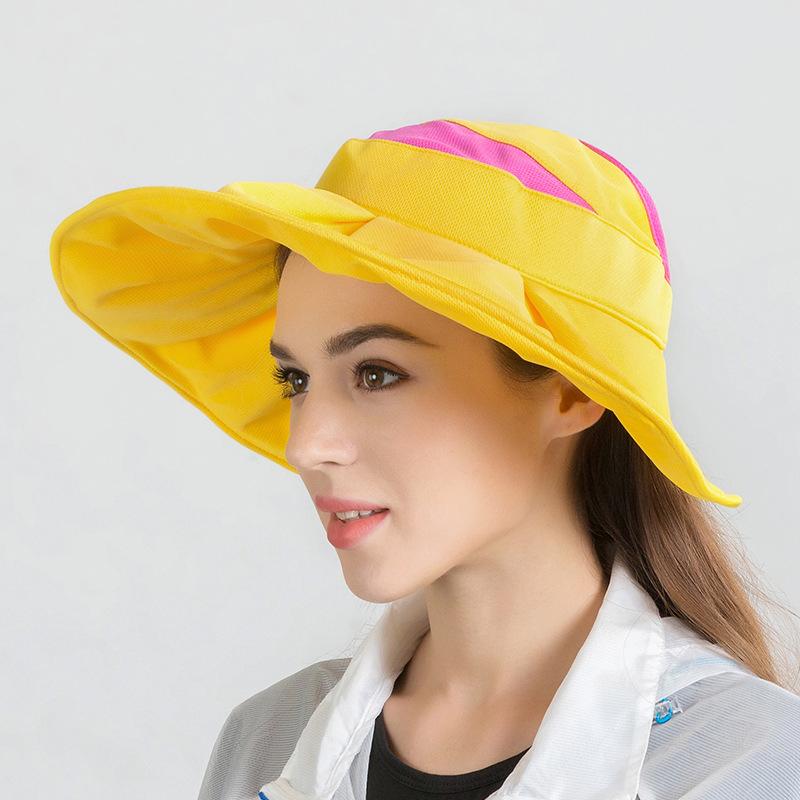 Empty top hat Outdoor women's beach sun protection hat Healthy fabric Versatile sun protection hat Big brim color matching sun protection hat