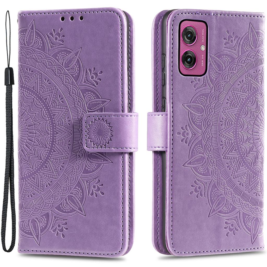 For Motorola Moto G55 5G Case Imprinted Totem PU Leather Wallet Stand Phone Cover