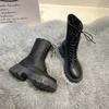 British style heightening Martin boots high top 2025 autumn small man thick-soled single boots foreign trade white medium tube women's boots