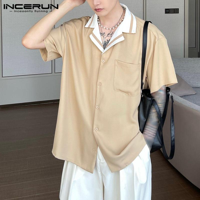 

INCERUN Летние мужские рубашки с короткими рукавами разных цветов