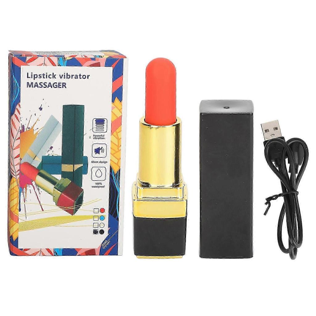 Vibration Lipstick Massager 10 Modes USB Magnetic Charging Less Noise Waterproof Female Personal Massager Black Design-zs