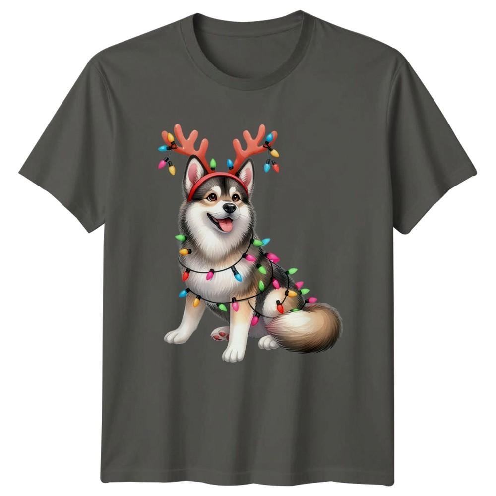 Dog Reindeer Christmas Lights Holidays Unisexs TShirt Unisexs Graphic Unisex Tee S