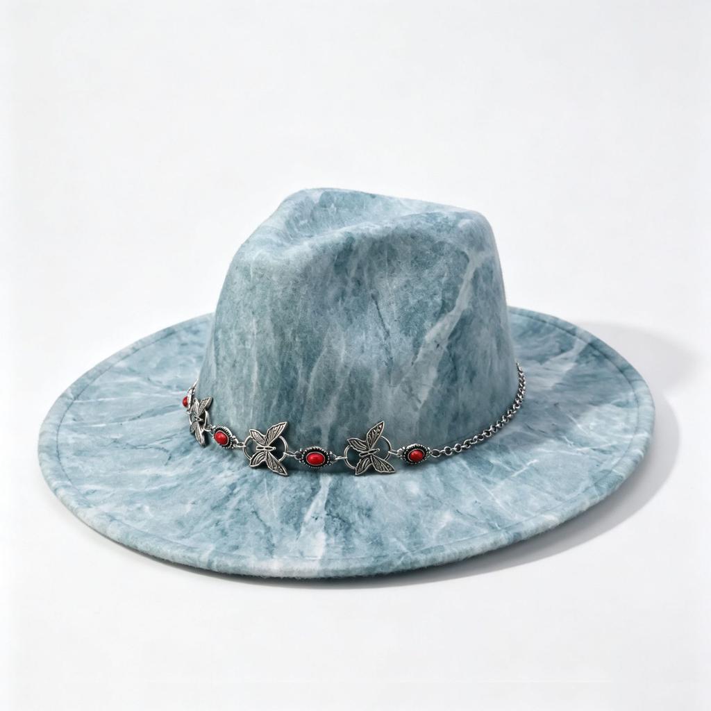 Hot-selling western cowboy hats, new men's and women's party tie-dye top hats, fashionable flat-brimmed jazz hats