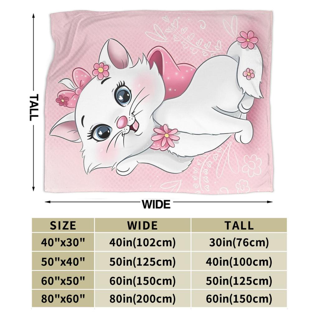Kawaii Marie Cat Blankets Cute Kitten Anime Flannel Awesome Warm Throw Blanket for Home Spring Autumn