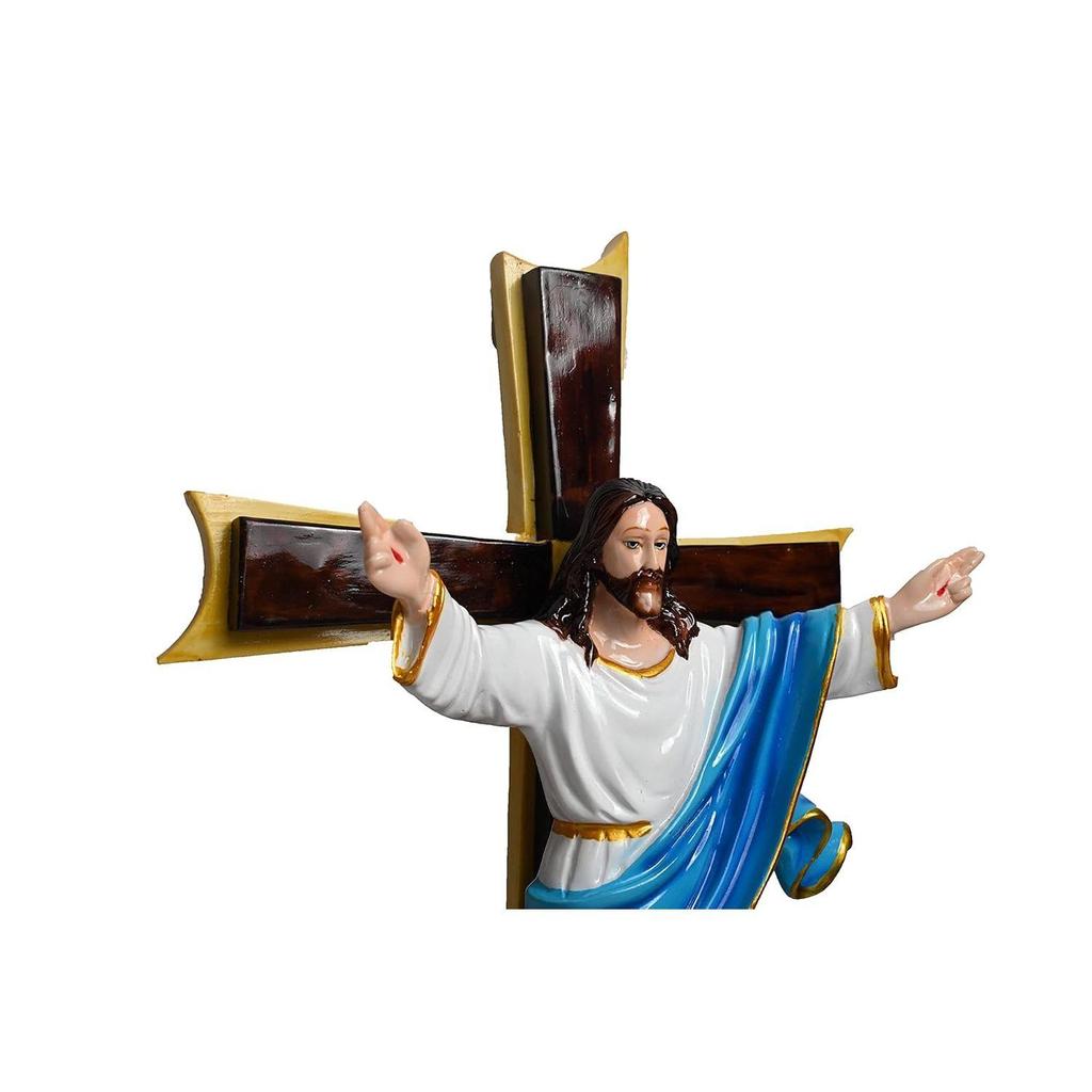 Risen Christ/The Holy Cross Perfect for Home/Prayer Room/Gifting & Decoration ( 6 X 11.5 X 18.5 Inch ) ((Blue))