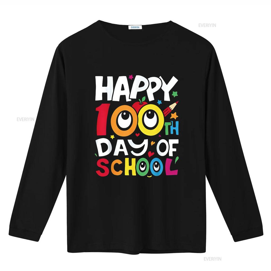Happy 100Th Day Of School 100 Days Teachers Students Parents T Shirt vintage Washed Breathable fashion Unisex Stylish Casual