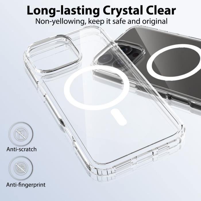 Case for iPhone 16 Pro Max with Magnetic Circle + 2 Transparent Tempered Glasses