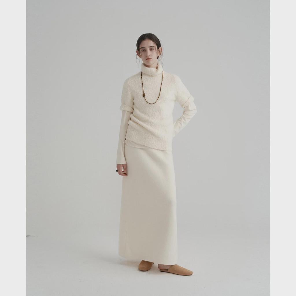 Women's Elegant French White Wool Knitted Sweater - Autumn & Winter Lazy Style