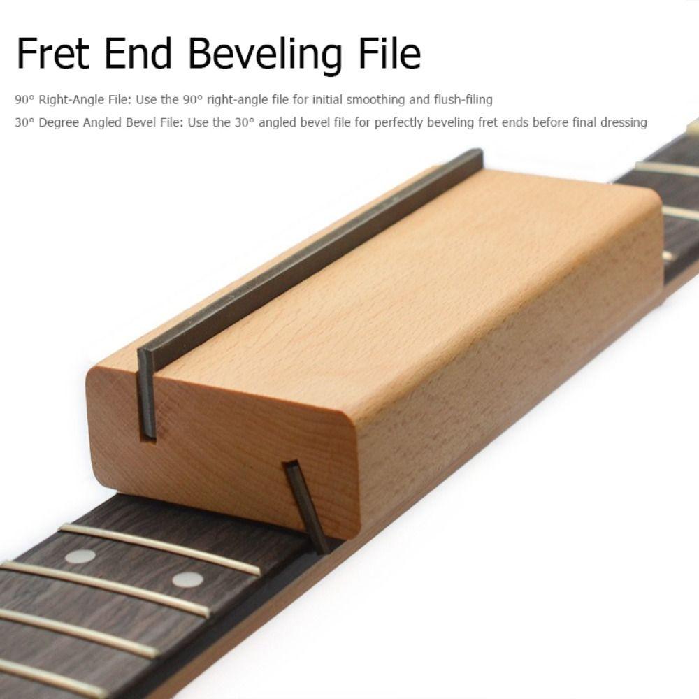 Repair Kit Wood+Carbon Steel Fret End Beveling File 30° 90° 2 In 1 Fret End Dressing File Guitar Bass Fret File Fret Maintenance