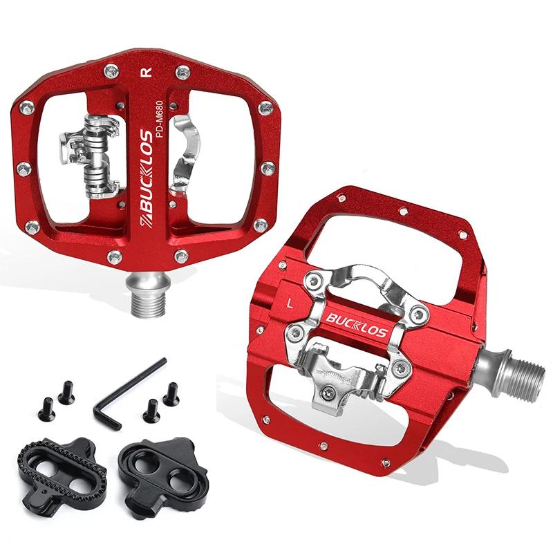 BUCKLOS MTB Pedal for SPD System Bicycle Mixed Pedal Mountain Bike Self-locking Pedals Aluminum Alloy MTB Bike Clipless Pedals