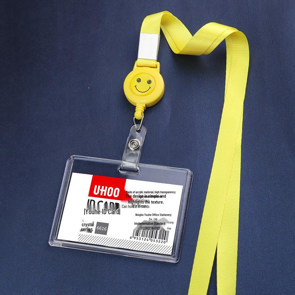 

Acrylic Stretchable Badge Holder with Retractable Lanyard for Student or Employee ID Cards