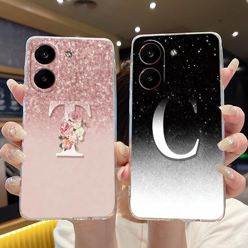Couple Phone Case For Xiaomi Redmi Turbo 5 /Xiaomi Poco X8 Pro 5G Lucky Letter Flower Pattern Clear TPU Anti-scratch Soft Casing
