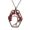 Vintage Handmade Hexagonal Bending Tree Of Life Necklace Gravel Crystal Necklace N16