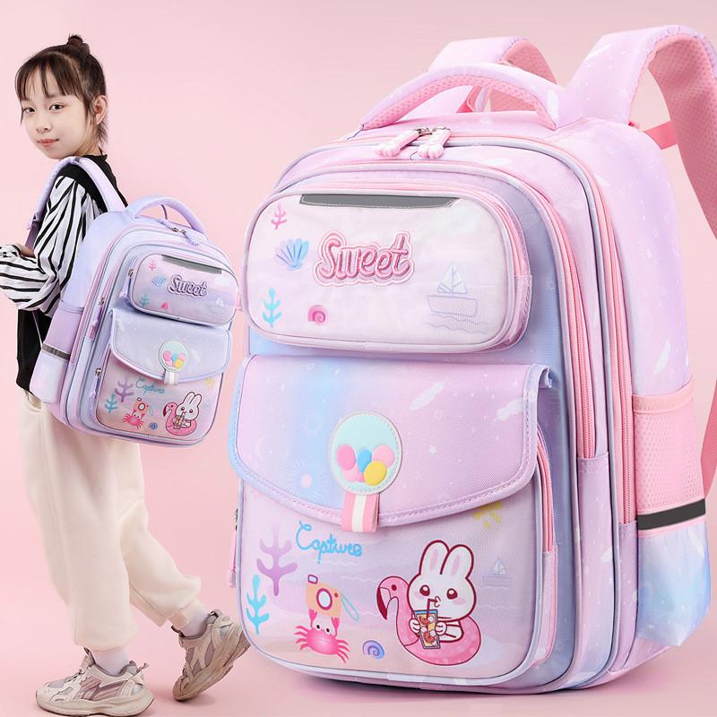 Adorable Girls Oxford Cloth School Backpack Lightweight With Cute Cartoon Design