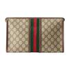 Gucci Ophidia distressed old flower logo striped webbing canvas patchwork toiletry bag clutch men's ebony/brown