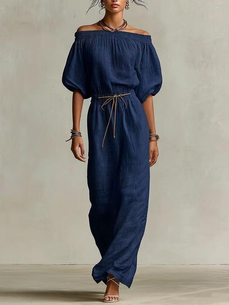 2026 Elegant Summer Casual Solid Color Women's Two-Piece Pants Suit