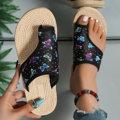 Cross-border Large-size Slippers Women's Summer Butterfly Printing Cover Toe Light Foam Bottom Outer Wear Casual Beach Women's Shoes