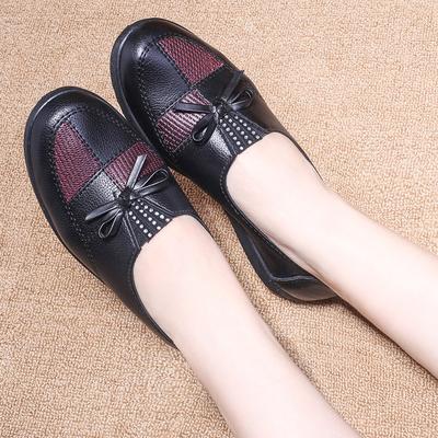 Cheap Ballet Flats Women's Loafer Faux Leather Shoes Ladies Moccasins Grandma Bow Barefoot Soft Walking Slip On Shoes for Nurses