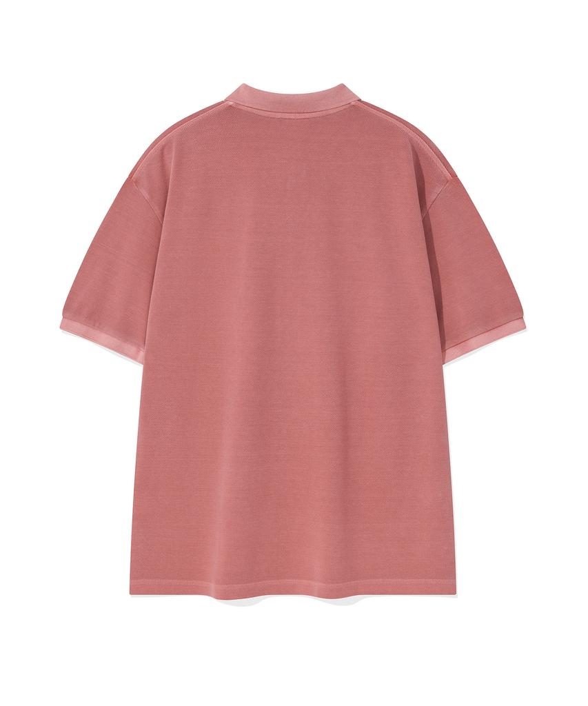 WACKY WILLY Pigment-Dyed Collared T-Shirt Pink