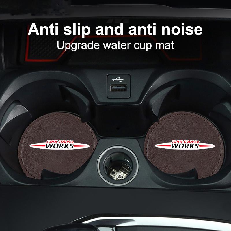 Leather Water Cup Mat Car Accessories Silent Coaster For BMW Mini Works Cooper R50 R53 R55 R56 R60 R61 F54 F55 F56 F60 Clubman