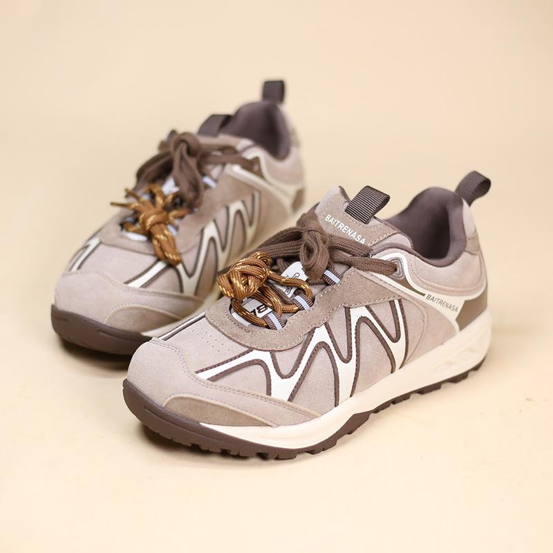Women's 2025 Colorblock Casual Sneakers - Comfortable Korean Style with Double Shoelaces and Height Boost
