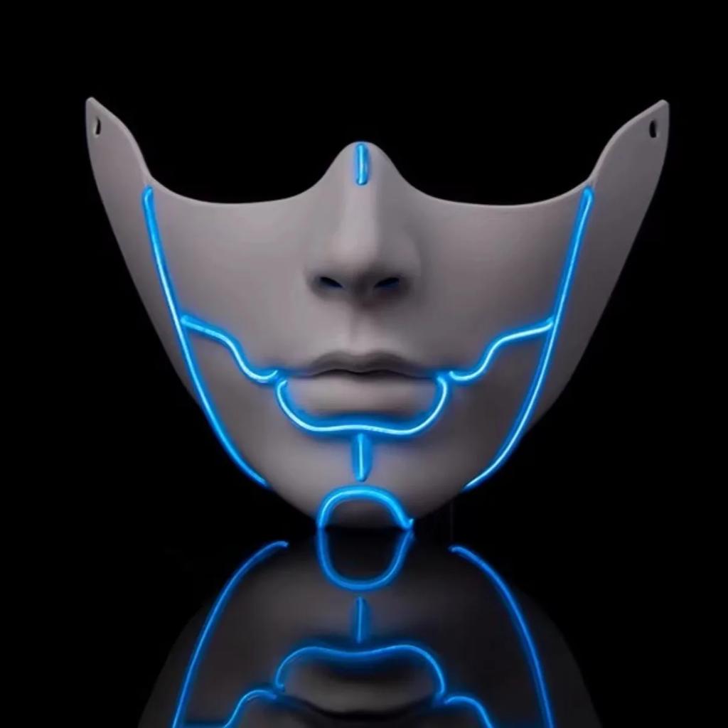 Cyber Cos For Women Men Punk Mask Sai Half Face Cool Luminous Masks Cosplay Props Halloween Party Stage Performance Dress Up