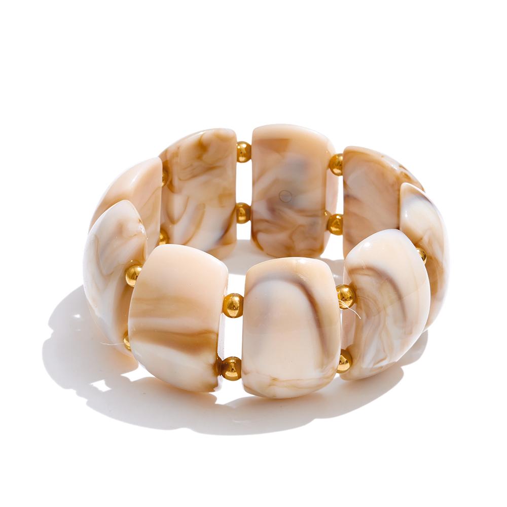Yhpup 65mm Multi-Color Resin Wide Statement Bracelet Bangle 2025 Trendy Stainless Steel New Arrival Handmade Charm Wrist Jewelry