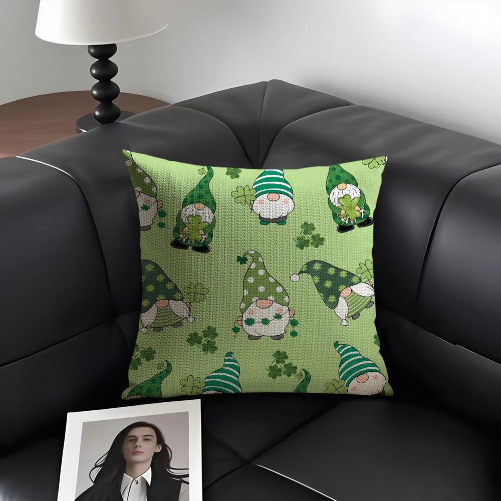 St Patricks Day Happy Cushion Cover Natural Linen Organic Fabric DoubleSided Printing Sofa Home Decor Gift Pillow Case