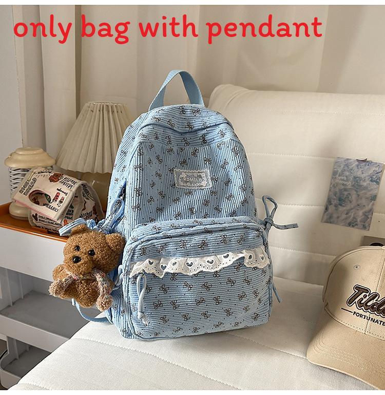 Korean Style Girls Backpack With Bow Pattern For School And Travel Purposes