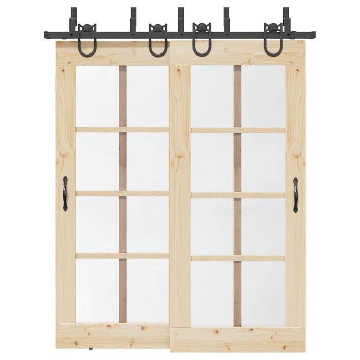 VidaXL Sliding Door Hardware Kit 183 Cm Steel Black, Sliding Door Hardware, Door Rail of 3295737