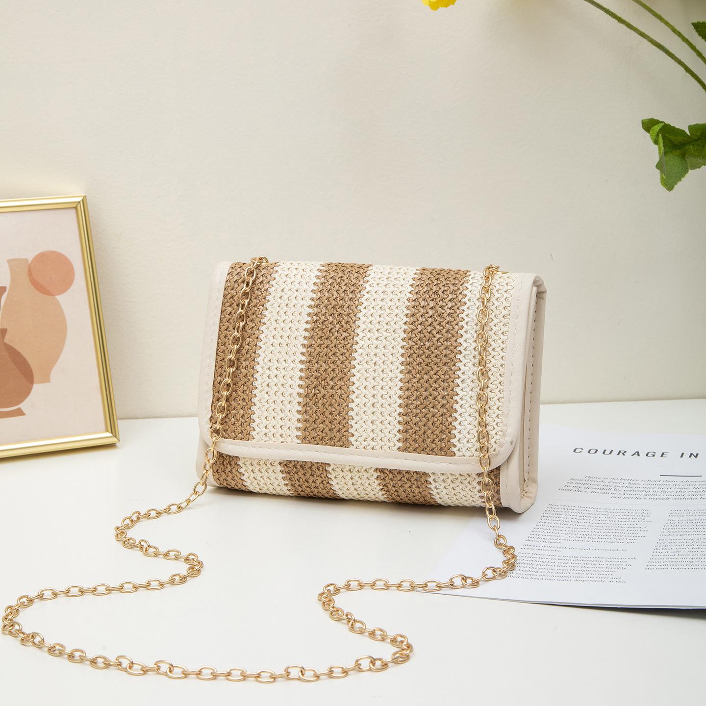 New Tide Weaving, Ethnic Style, Multi Color Trendy Fashion, Artistic Grass Weaving Bag, Cross Shoulder Women s Bag, Fabric