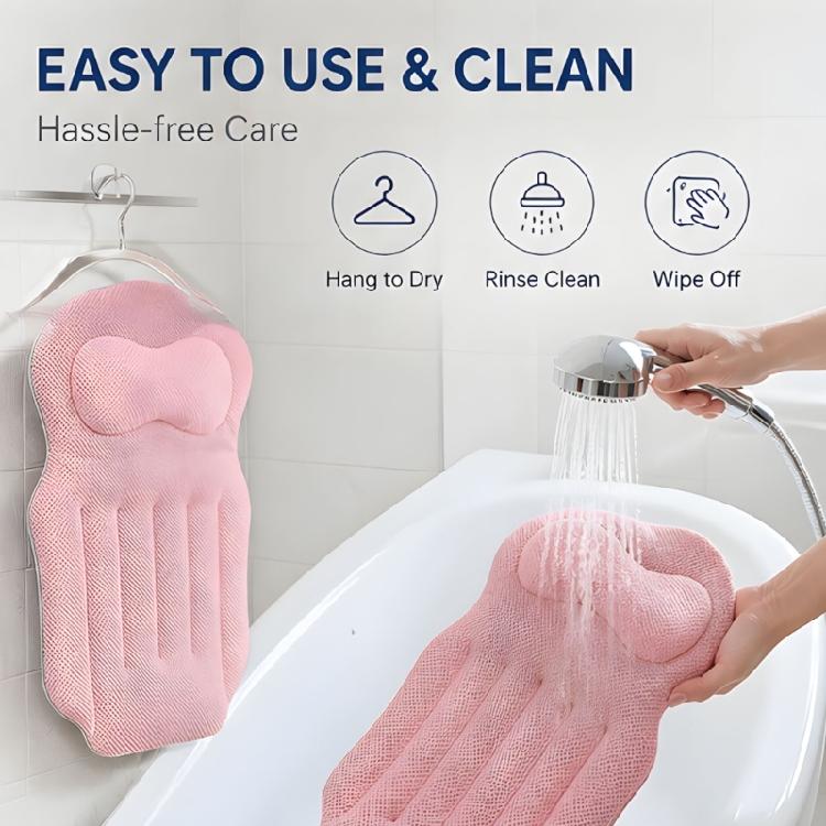 Adult Bath Cushion with Segmented Headrest Support and Cushioned Coverage for Quiet Soaking and a Bath Routine In Daily Use