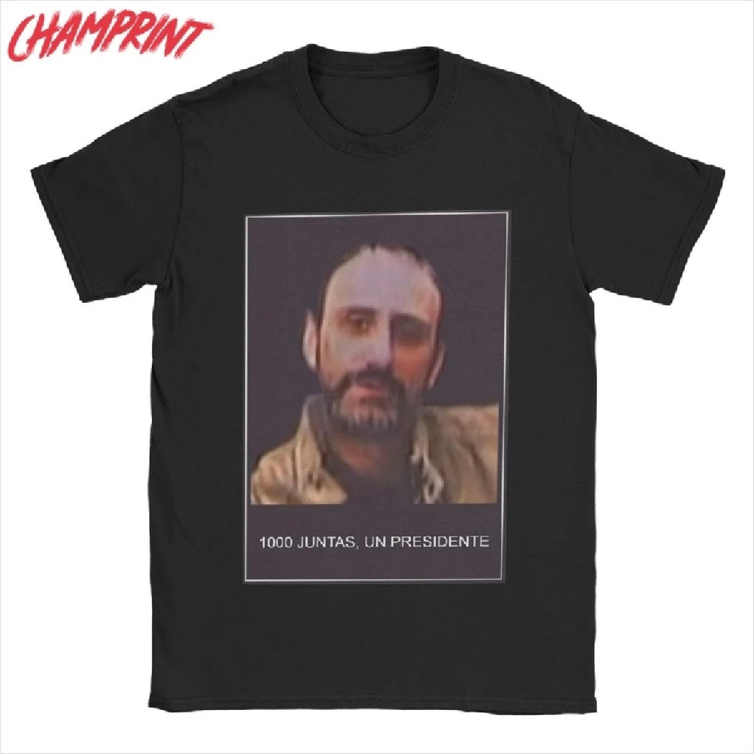 

Мужская футболка Хуан стоит 1000 досок Президент Хипстер Хлопковые футболки Футболка с коротким рукавом Круглый вырез Топы С принтом XXXXXL чёрный