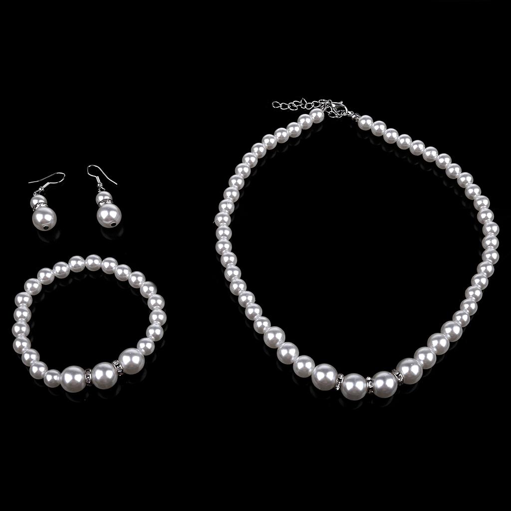 1 Set Beautiful Pearl Necklace Earrings Bracelet for Best Friend Wedding Party