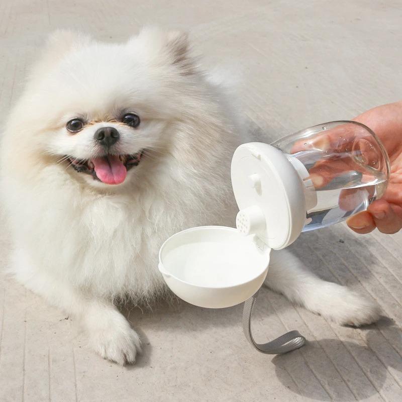 

300ml Portable Dog Water Bottle With Foldable Bowl Lanyard, Travel Pet Feeder For Small Medium Cats And Dogs білий